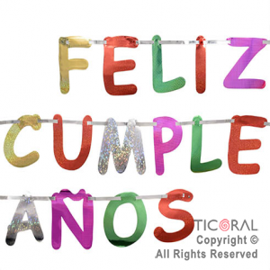 GUIRNALDA LETRA GIGANTE FELIZ CUMPLEAOS HOLOGRAFICO x 1